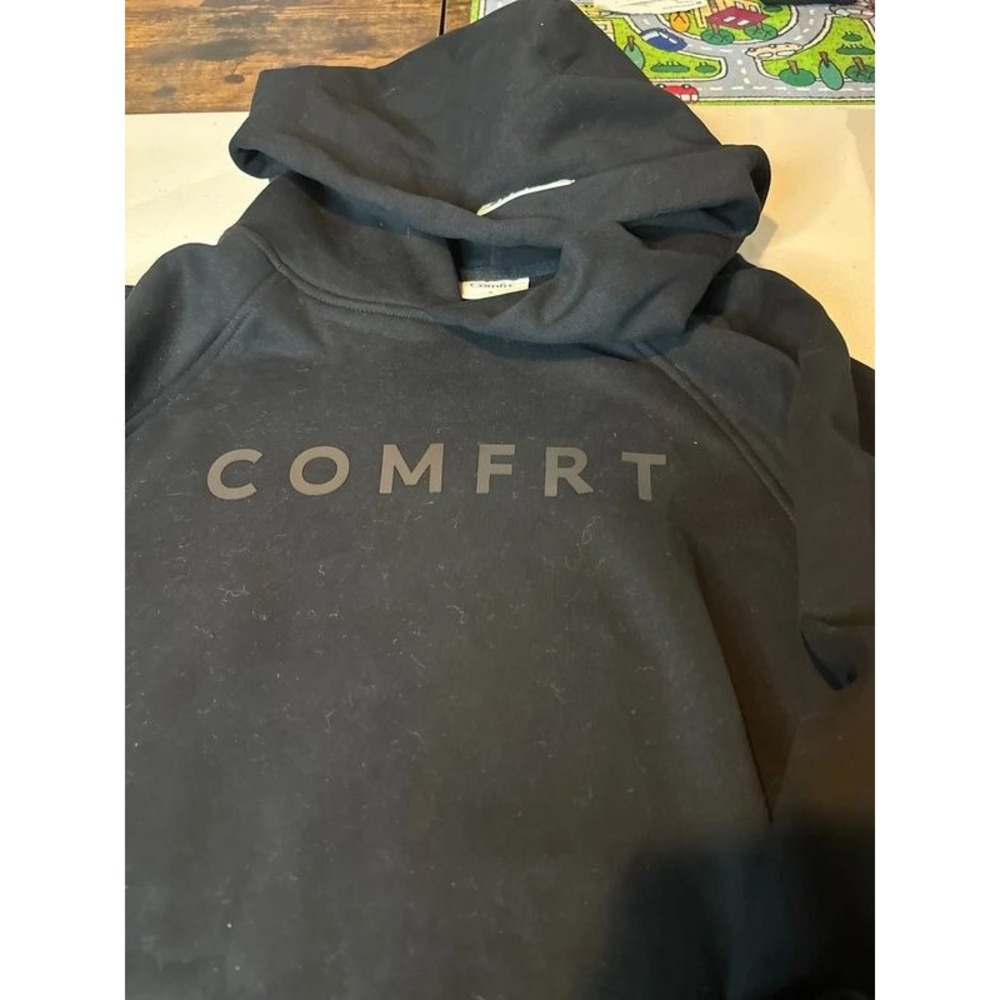 Comfrt Hoodie Women M Black New Heavyweight Oversized Logo Pullover Sweatshirt